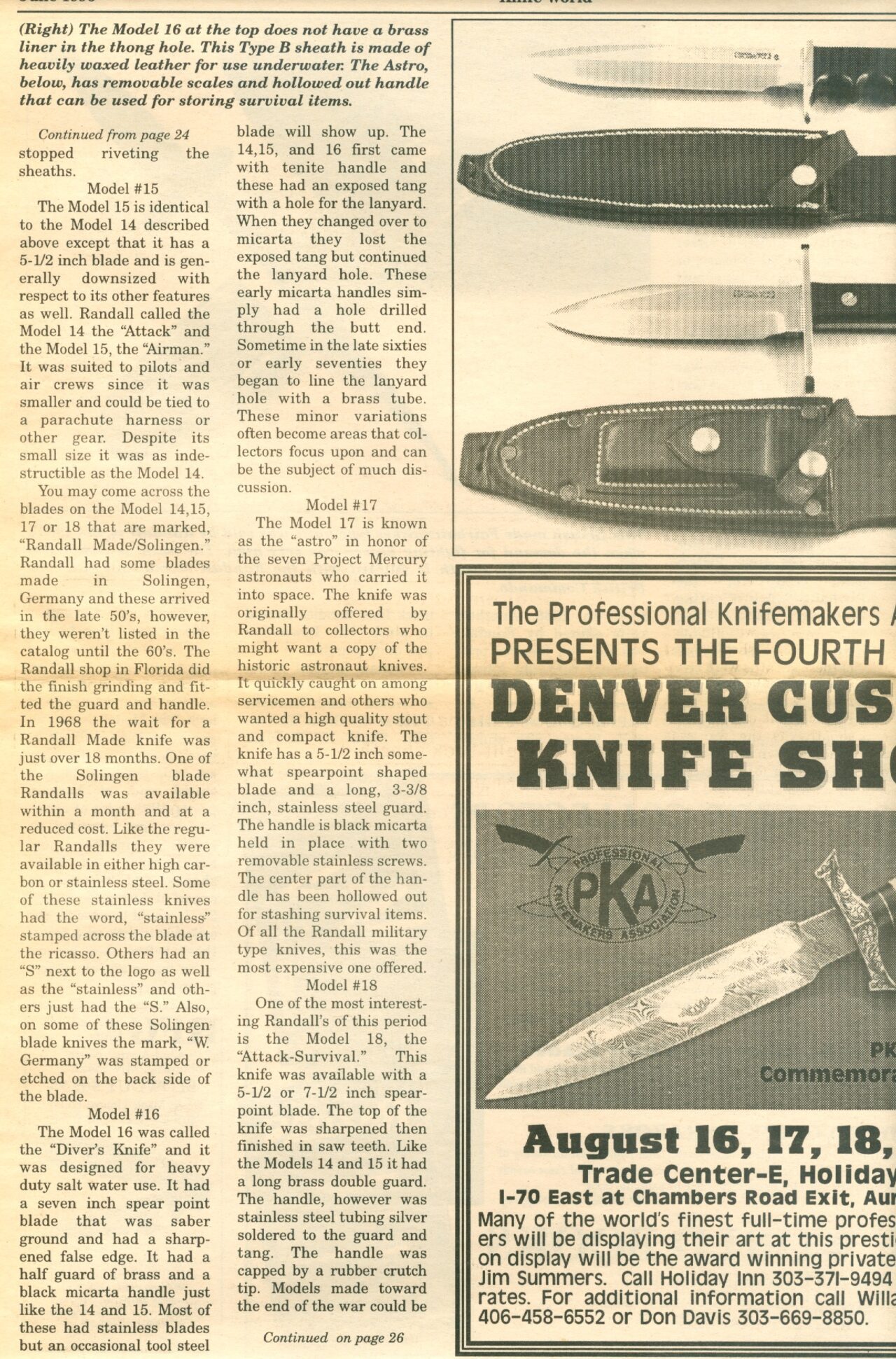 1996 - Knife World - Vietnam Randalls - RMK Collector